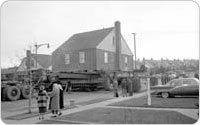 Relocation of a House, Clearview Expressway Easement, December 2, 1958, New York City Parks Photo Archive