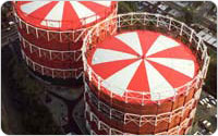 Aerial View of Elmhurst Gas Tanks, circa 1990, photograph courtesy of National Grid