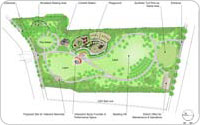 Plan of Elmhurst (Gas Tanks) Park, rendering and plan by Nancy Prince and Helen Ogrinz, 2006-2010, New York City Parks & Recreation