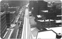 View South From Bell Laboratories (Westbeth) of High Line, February 28, 1935, Alajos Schuszler/New York City Parks Photo Archive