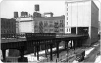 View North of the High Line, from Jane Street and Washington Street, February 28, 1935, Alajos Schuszler/New York City Parks Photo Archive