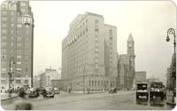 Women’s House of Detention, Jefferson Market Courthouse, View Northwest from West 8th Street, at Sixth and Greenwich Avenues, 1943, Municipal Archives, Department of Public Works Collection