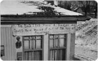 House Condemnation Protest Sign, Southern Parkway Construction, January 16, 1940, New York City Parks Photo Archive