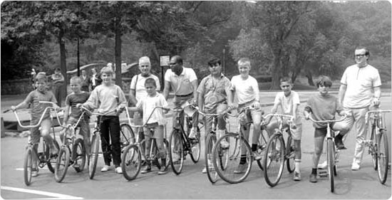 Participants in a ?bike hike? at Clove Lakes Park in Staten Island, July 14, 1968.