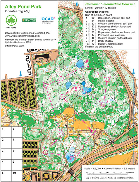 alley pond park orienteering course map intermediate 3