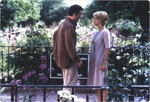 Tom Hanks and Meg Ryan?s characters share an intimate moment at Riverside Park?s 91st Street Community Garden in the 1998 film You?ve Got Mail.