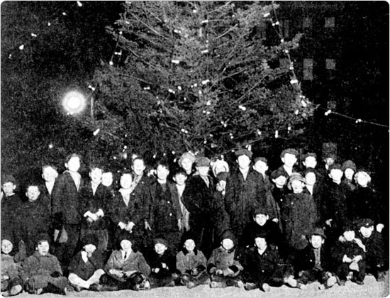 1914 Parks Annual Report photo of the Christmas tree at St. Mary?s Park in the Bronx.