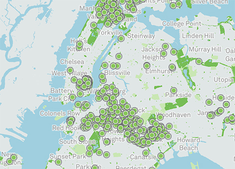 screen grab of the community garden map on the community garden map page