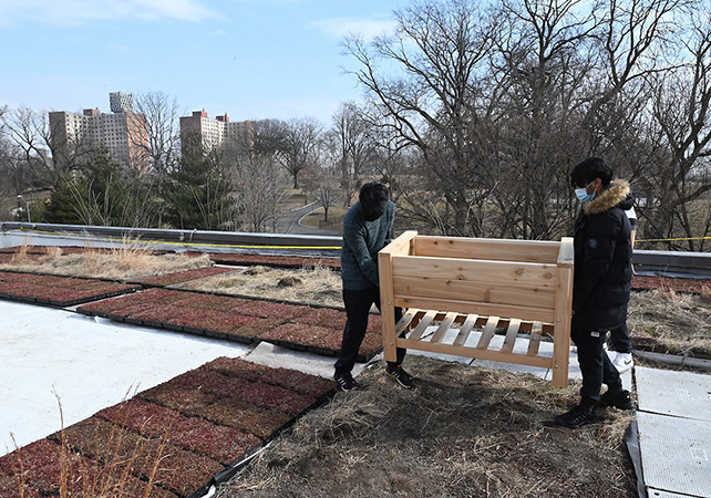 The first class                      of the                      Youth Sustainability Corps helped design new rooftop gardens at parks across the five                       boroughs.