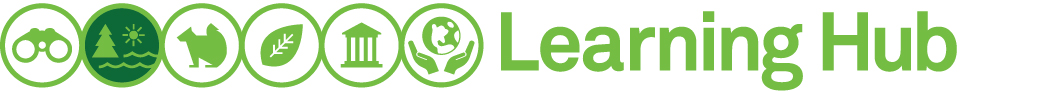 learning hub banner. Ecosystems icon is highlighted