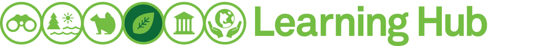 learning hub banner. Trees and Plants icon is highlighted