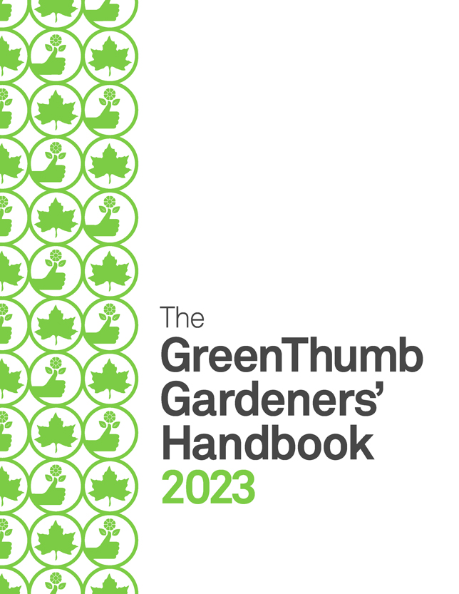 cover photo of GreenThumb Gardener's Handbook with NYC Parks logo and GreenThumb logo