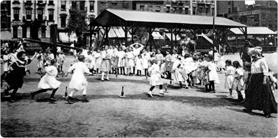 William H. Seward Park Playground?Ten Pin Pursuit Race,? circa 1908. Courtesy of Parks Photo Archive.