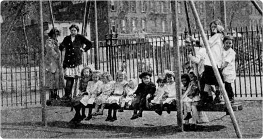 Rock-a-Bye Swing?De Witt Clinton Park Playground, circa 1911. Courtesy of Parks Photo Archive.