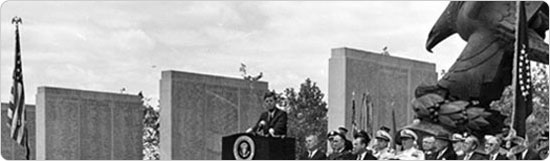 President John F. Kennedy at dedication of East Coast War Memorial