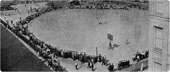 Baseball, Hamilton Fish Park Playground, Lower East Side, on Sunday Afternoon. Summer. Annual Report of the Bureau of Recreation, Department of Parks, for Year Ending December 31, 1912.