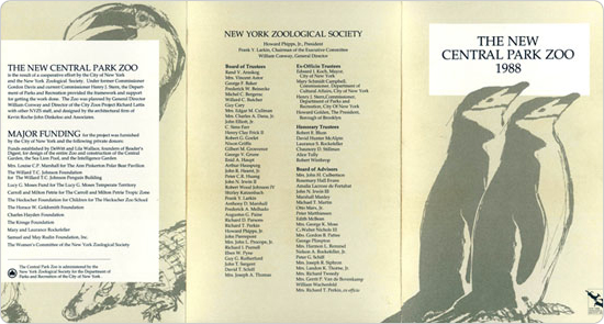 The invitation to the Central Park Zoo reopening on August 8, 1988.