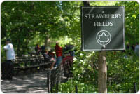 Strawberry Fields sign at entrance to the area