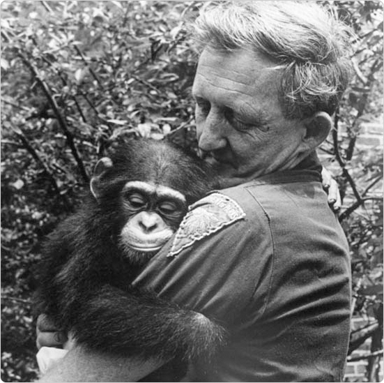 Trainer Dick Bird with Panzi the chimpanzee, September 8, 1972. Courtesy of the Parks Photo Archive.