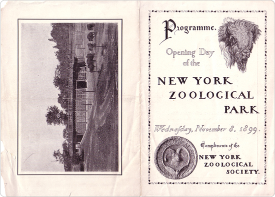 The November 8, 1899 opening day program for the Bronx Zoo.