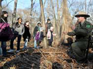 Ranger talking to kids at a Rangers' Wilderness Survival program