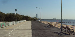 Staten Island Boardwalk with the Verrazano-Narrows Bridge in the background