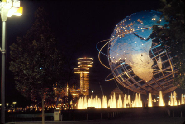 1964 World S Fair In Photos NYC Parks   3 Unisphere And Nys Pavillion At Night 