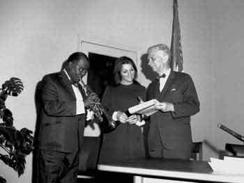 Louis Armstrong, Judy Collins and August Heckscher, the Arsenal, Central Park, April 25, 1967