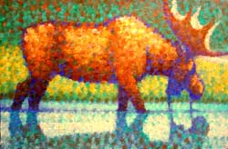 Painting of a bull moose