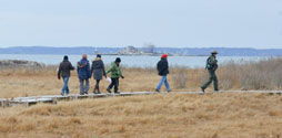 Ranger leading a hike on Hunter Island