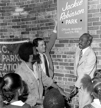 Ground breaking ceremony for rehabilitation of Colonial Park Recreation Center, David Robinson, Commissioner Davis, and Councilman Fred Samuel