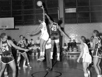 Opening Tip-off of Basketball Game, St. Mary's Park, Bronx, March 3, 1967