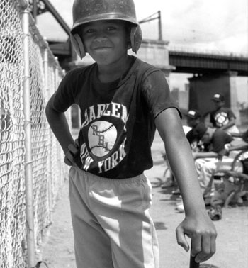 Boy with Helmet, Harlem RBIS, Randall’s Island, August 5, 1993