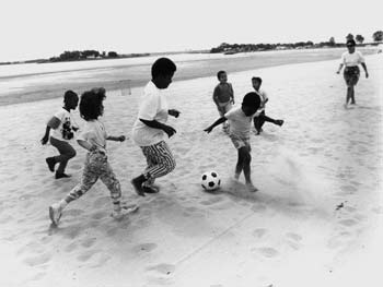 Children Playing Soccer, Orchard Beach, Bronx, May 23, 1989