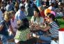 Concertgoers enjoy a meal before the performance