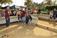 Bronx Parks Commissioner Hector Aponte tests his bocce skills on the court