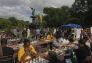 Bethesda Fountain's Angel of the Waters overlooks the action