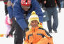 Sledding in the snow field