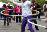 Perfecting her hula hoop style