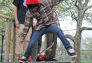 Skateboarding on the ramp