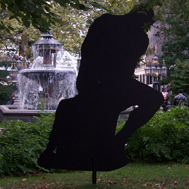 Peter Coffin's Untitled (Sculpture Silhouettes), homage to Rodin's The Thinker. Photo by Jonathan Kuhn.