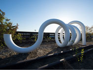 Carol Bove, Celeste, 2013. Part of the HIGH LINE COMMISSION Caterpillar. On view at the High Line at the Rail Yards. Photo by Timothy Schenck. Courtesy of Friends of the High Line.