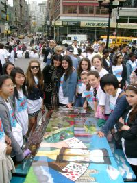 Students of 239K with their table Gambling with Time, courtesy of NYC Parks
