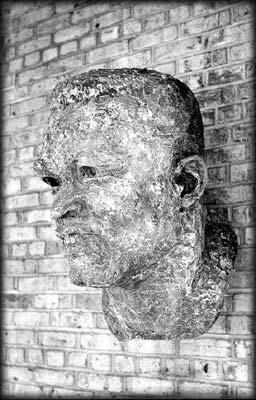 Photo of a bust of Jackie Robinson